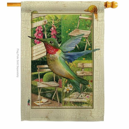 CUADRILATERO Hummingbird Garden Animals Bird 28 x 40 in. Double-Sided Decorative Vertical House Flags CU3914840